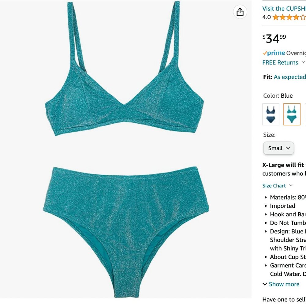 Cupshe Sparkly Bikini XL